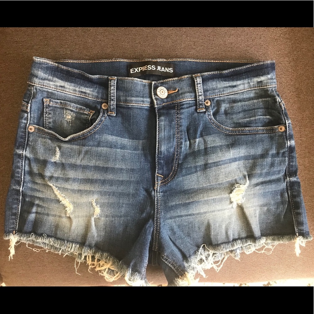 Express high rise jean shorts